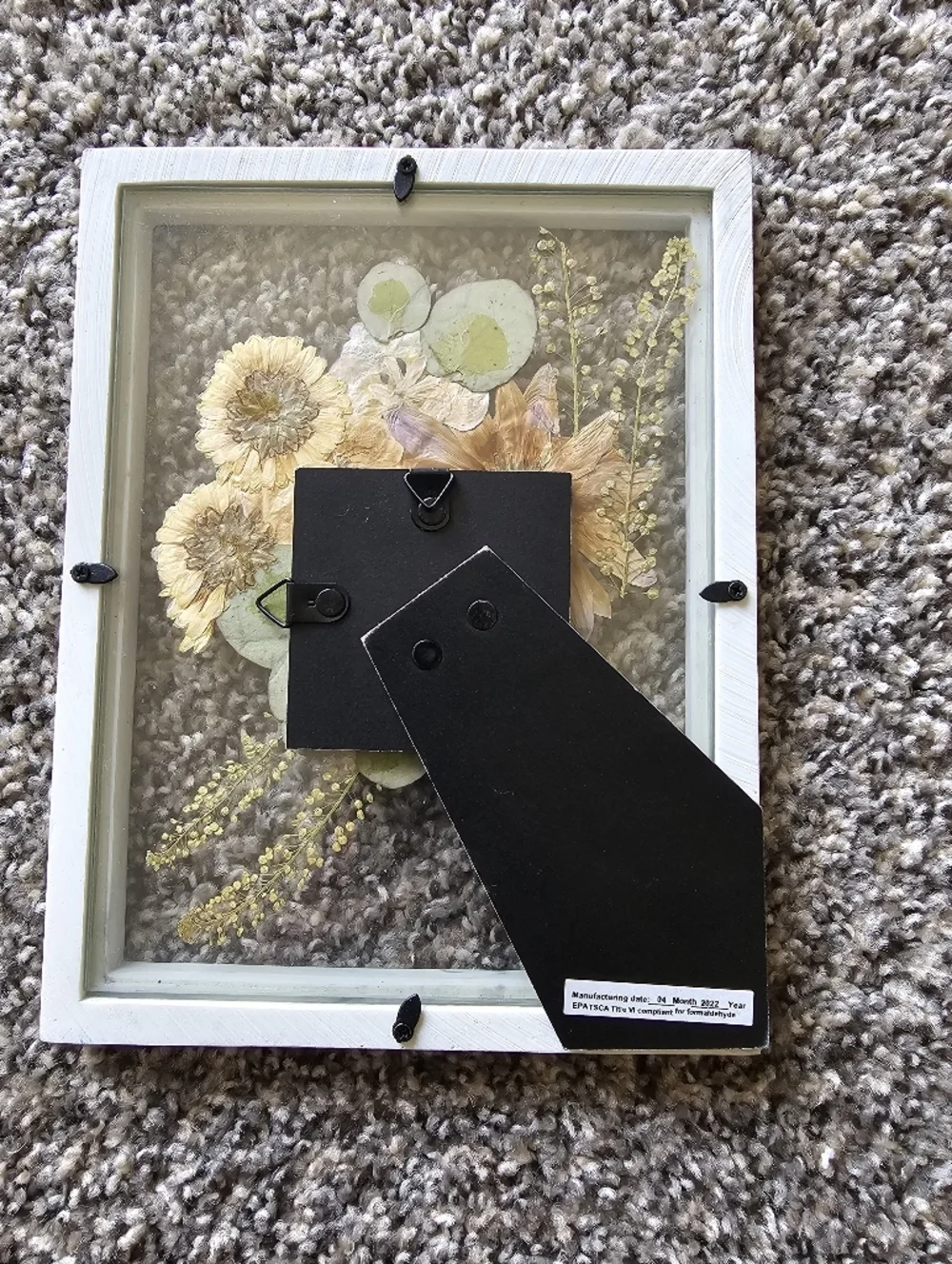 Pressed Flower Wall Art in Cream and Yellow - Unbranded